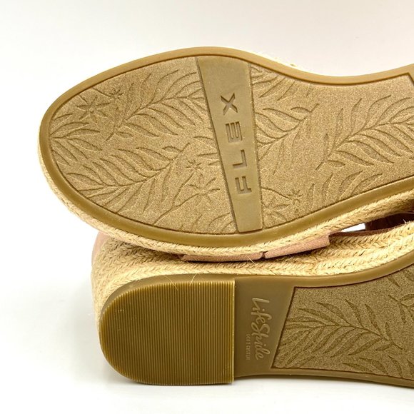 8W 8 WIDE Lifestride Siesta Taupe Blush Microsuede Espadrille Wedge Sandal Shoes - Picture 10 of 14